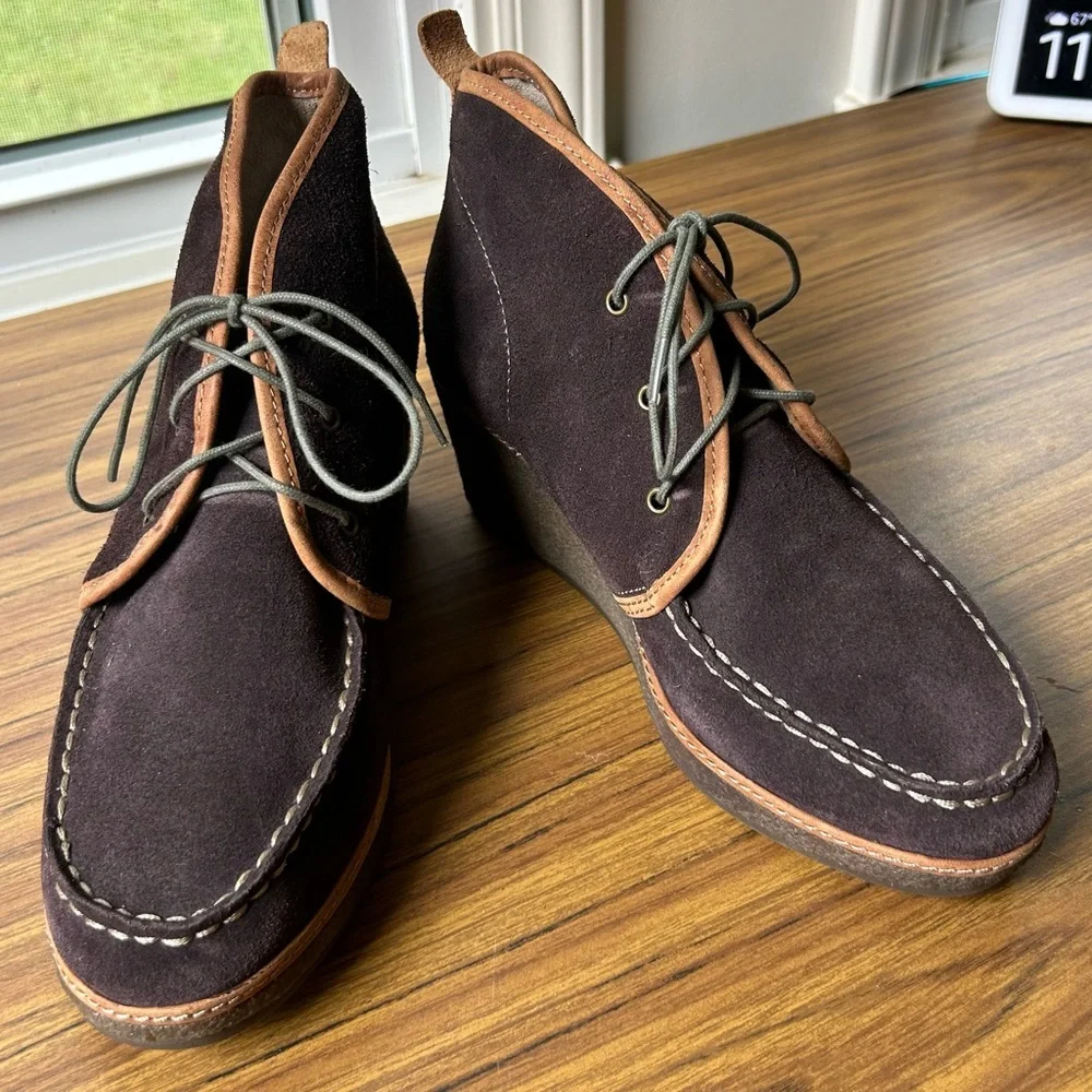 Olukai Wali Wedge Brown Suede Booties | Coastal Cowgirl Boho Chic Ankle Boots‎ 8